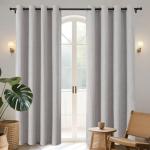 Joydeco 100% Blackout Curtains for Bedroom 84 Inch Long, Linen Black Out Curtains 2 Panels Set With Grommet for Living Room Window, Thermal Insulated Full Light Blocking Drapes Privacy Protection,52"W