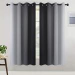 COSVIYA Grommet Ombre Room Darkening Curtains 63 inch Length, Black and Greyish White Gradient Drapes Light Blocking Insulated Thermal Window Curtains for Bedroom/Living Room,2 Panels,52x63 inches