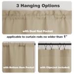 Chyhomenyc 2 Panels Camel Kitchen Curtains 36 Inch Length Tier Curtains, Faux Linen Textured Small Cafe Curtains, Light Filtering Short Window Curtains for Bathroom Basement, Each 30x36 inch