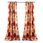 Lush Decor Leah Room Darkening Window Curtain Panel Pair, 84 inch x 52 inch, Red/Orange, Set of 2