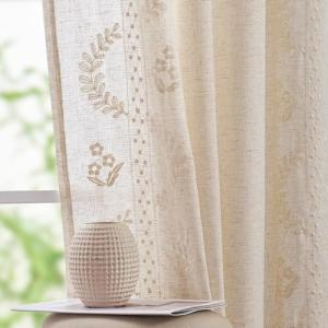jinchan Belrose Linen Curtains for Bedroom Floral Curtains 84 Inch Length Linen Blend Ivory Embroidered Drapes Farmhouse Flower Patterned Drapes for Living Room Window Treatments Set 2 Panels