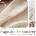 jinchan Belrose Linen Curtains for Bedroom Floral Curtains 84 Inch Length Linen Blend Ivory Embroidered Drapes Farmhouse Flower Patterned Drapes for Living Room Window Treatments Set 2 Panels