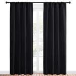 NICETOWN Halloween Living Room Blackout Shades - All Season Rod Pocket Thermal Insulated Solid Blackout Curtains/Drapes for Living Room (Set of 2, 42 inches by 84 Inch, Black)
