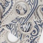 jinchan Curtains for Bedroom, Room Darkening Curtains 84 Inch Length 2 Panels Set, Linen Textured Medallion Drapes for Living Room, Vintage Damask Pattern Window Treatments, Blue on Greige