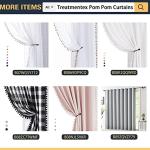 Treatmentex Pom Pom Blackout Curtains Ivory Curtains for Nursery Room Darkening Curtain Drapes 54" Short Window Curtain Set for Living Room Bedroom 2 Panels