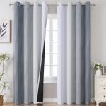 Estelar Textiler Grey and Greyish White Blackout Curtains & Drapes for Bedroom,Thermal Insulated Ombre Blackout Drapes,Full Room Darkening Energy Saving Gray Curtains for Living Room,52Wx84L,2 Panels