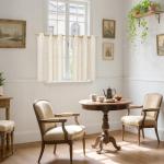 YoungsTex Short Linen Curtains 40 Inches Long for Kitchen Windows, Cafe Drapes Light Filtering with Bronze Grommet Rustic Semi Sheer for Bathroom Small Window, 42 x 40 Inch, 2 Panels