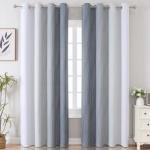 Estelar Textiler Grey and Greyish White Blackout Curtains & Drapes for Bedroom,Thermal Insulated Ombre Blackout Drapes,Full Room Darkening Energy Saving Gray Curtains for Living Room,52Wx84L,2 Panels