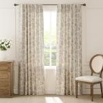 jinchan Linen Floral Curtains for Living Room with Printed Flower 84 Inches Long Light Filtering French Country Back Tab Rod Pocket Taupe Window Curtain Set Farmhouse Drapes 2 Panels Taupe