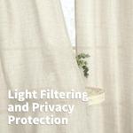 YoungsTex Short Linen Curtains 40 Inches Long for Kitchen Windows, Cafe Drapes Light Filtering with Bronze Grommet Rustic Semi Sheer for Bathroom Small Window, 42 x 40 Inch, 2 Panels