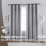 Anytime Home Curtains Blackout and Sheer Layered Solid Window Curtain Panel Pair with Grommet Top, 52Wx84L,Grey