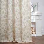 jinchan Linen Floral Curtains for Living Room with Printed Flower 84 Inches Long Light Filtering French Country Back Tab Rod Pocket Taupe Window Curtain Set Farmhouse Drapes 2 Panels Taupe
