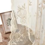 SEEKRIGHT Beige Lace Curtains 84 Inches Long Victorian Floral Sheer Curtains for Living Room Bedroom Decor Drapes Rod Pocket Light Filtering French Window Curtains 2 Panels Set for Dining Room, 52x84
