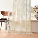 SEEKRIGHT Beige Lace Curtains 84 Inches Long Victorian Floral Sheer Curtains for Living Room Bedroom Decor Drapes Rod Pocket Light Filtering French Window Curtains 2 Panels Set for Dining Room, 52x84