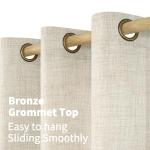 YoungsTex Short Linen Curtains 40 Inches Long for Kitchen Windows, Cafe Drapes Light Filtering with Bronze Grommet Rustic Semi Sheer for Bathroom Small Window, 42 x 40 Inch, 2 Panels