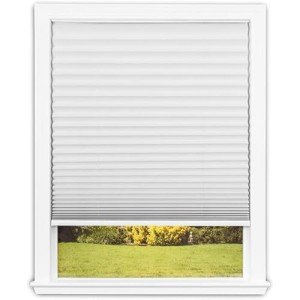 Redi Shade No Tools Easy Lift Trim-at-Home Cordless Pleated Light Filtering Fabric Shade White, 36" W x 64" L, (Fits windows 19"- 36")