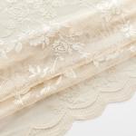 SEEKRIGHT Beige Lace Curtains 84 Inches Long Victorian Floral Sheer Curtains for Living Room Bedroom Decor Drapes Rod Pocket Light Filtering French Window Curtains 2 Panels Set for Dining Room, 52x84