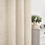 YoungsTex Short Linen Curtains 40 Inches Long for Kitchen Windows, Cafe Drapes Light Filtering with Bronze Grommet Rustic Semi Sheer for Bathroom Small Window, 42 x 40 Inch, 2 Panels