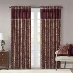 Madison Park Aubrey 2 Panel Curtain Faux Silk Paisley Jacquard, Rod Pocket Curtain for Living Room, Kitchen, Room Darkening Window Drape for Bedroom and Dorm, 2-PK 50x84, Burgundy