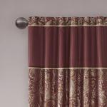 Madison Park Aubrey 2 Panel Curtain Faux Silk Paisley Jacquard, Rod Pocket Curtain for Living Room, Kitchen, Room Darkening Window Drape for Bedroom and Dorm, 2-PK 50x84, Burgundy