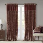 Madison Park Aubrey 2 Panel Curtain Faux Silk Paisley Jacquard, Rod Pocket Curtain for Living Room, Kitchen, Room Darkening Window Drape for Bedroom and Dorm, 2-PK 50x84, Burgundy