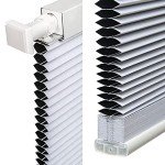 LazBlinds Cordless Cellular Shades, No Tools No Drill Blackout Honeycomb Shades Pleated Blinds for Windows, 34" W x 64" H, Silver White