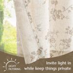 jinchan Floral Kitchen Curtains 36 Inch Linen Tier Curtains Farmhouse Cafe Half Window Drapes Over Sink Light Filtering for Living Room Laundry RV Rod Pocket 2 Panels Taupe on Beige