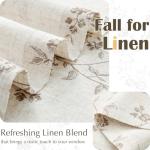 jinchan Floral Kitchen Curtains 36 Inch Linen Tier Curtains Farmhouse Cafe Half Window Drapes Over Sink Light Filtering for Living Room Laundry RV Rod Pocket 2 Panels Taupe on Beige