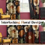 jinchan Lora Floral Curtains for Bedroom Blackout Drapes for Living Room Darkening Fabric Fall Decor Winter Vintage Flower Pattern Printed Window Curtains 84 Inches Length 2 Panels with Grommet Black