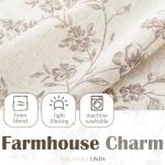 jinchan Floral Kitchen Curtains 36 Inch Linen Tier Curtains Farmhouse Cafe Half Window Drapes Over Sink Light Filtering for Living Room Laundry RV Rod Pocket 2 Panels Taupe on Beige