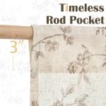 jinchan Floral Kitchen Curtains 36 Inch Linen Tier Curtains Farmhouse Cafe Half Window Drapes Over Sink Light Filtering for Living Room Laundry RV Rod Pocket 2 Panels Taupe on Beige