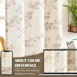 jinchan Floral Kitchen Curtains 36 Inch Linen Tier Curtains Farmhouse Cafe Half Window Drapes Over Sink Light Filtering for Living Room Laundry RV Rod Pocket 2 Panels Taupe on Beige