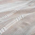 Linen Curtains 84 Inches Long - Embroidery Striped Farmhouse for Living Room, Tassel Boho for Bedroom, Light Filtering 2 Panels Set Rod Pocket Drapes (52" W x 84" L, Khaki)