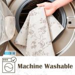 jinchan Floral Kitchen Curtains 36 Inch Linen Tier Curtains Farmhouse Cafe Half Window Drapes Over Sink Light Filtering for Living Room Laundry RV Rod Pocket 2 Panels Taupe on Beige