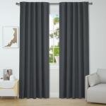 CYCMACO Linen 100% Blackout Curtains for Bedroom, Black Out Curtains 84 Inch Long 2 Panels Set, Back Tab/Rod Pocket Curtain for Living Room, Energy Efficient Curtain(52" W X 84" L, Charcoal Gray)
