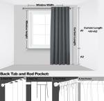 CYCMACO Linen 100% Blackout Curtains for Bedroom, Black Out Curtains 84 Inch Long 2 Panels Set, Back Tab/Rod Pocket Curtain for Living Room, Energy Efficient Curtain(52" W X 84" L, Charcoal Gray)
