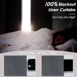 CYCMACO Linen 100% Blackout Curtains for Bedroom, Black Out Curtains 84 Inch Long 2 Panels Set, Back Tab/Rod Pocket Curtain for Living Room, Energy Efficient Curtain(52" W X 84" L, Charcoal Gray)