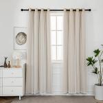 INLINAS Beige Blackout Curtains with Sheer Overlay - Grommet Top Thermal and Noise Reduction Panels for Bedroom and Living Room Light Blocking and Energy Saving, 52 x 84 Inches, Set of 2
