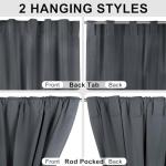 CYCMACO Linen 100% Blackout Curtains for Bedroom, Black Out Curtains 84 Inch Long 2 Panels Set, Back Tab/Rod Pocket Curtain for Living Room, Energy Efficient Curtain(52" W X 84" L, Charcoal Gray)