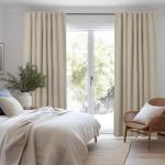 Deconovo Faux Linen 100% Blackout Curtains with Hidden Tabs & Pleat Tape, Tiebacks Included, Thermal Insulated Noise-Reducing Drapes for Bedroom & Living Room, Dark Beige, 50W x 84L, 2 Panels