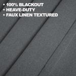 CYCMACO Linen 100% Blackout Curtains for Bedroom, Black Out Curtains 84 Inch Long 2 Panels Set, Back Tab/Rod Pocket Curtain for Living Room, Energy Efficient Curtain(52" W X 84" L, Charcoal Gray)