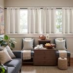 jinchan Linen Kitchen Curtains 36 Inch Length Striped Tier Curtains Ticking Stripe Small Drapes for Living Room Bathroom Cafe Small Window Farmhouse Rustic Pinstripe Rod Pocket 2 Panels Taupe Grey