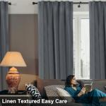CYCMACO Linen 100% Blackout Curtains for Bedroom, Black Out Curtains 84 Inch Long 2 Panels Set, Back Tab/Rod Pocket Curtain for Living Room, Energy Efficient Curtain(52" W X 84" L, Charcoal Gray)