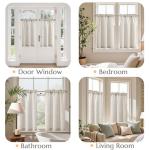 jinchan Linen Kitchen Curtains 36 Inch Length Striped Tier Curtains Ticking Stripe Small Drapes for Living Room Bathroom Cafe Small Window Farmhouse Rustic Pinstripe Rod Pocket 2 Panels Taupe Grey