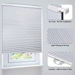 LazBlinds Cordless Cellular Shades, No Tools No Drill Blackout Honeycomb Shades Pleated Blinds for Windows, 34" W x 64" H, Silver White