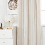 INLINAS Beige Blackout Curtains with Sheer Overlay - Grommet Top Thermal and Noise Reduction Panels for Bedroom and Living Room Light Blocking and Energy Saving, 52 x 84 Inches, Set of 2