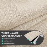 Deconovo Faux Linen 100% Blackout Curtains with Hidden Tabs & Pleat Tape, Tiebacks Included, Thermal Insulated Noise-Reducing Drapes for Bedroom & Living Room, Dark Beige, 50W x 84L, 2 Panels