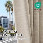 Deconovo Faux Linen 100% Blackout Curtains with Hidden Tabs & Pleat Tape, Tiebacks Included, Thermal Insulated Noise-Reducing Drapes for Bedroom & Living Room, Dark Beige, 50W x 84L, 2 Panels