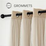 INLINAS Beige Blackout Curtains with Sheer Overlay - Grommet Top Thermal and Noise Reduction Panels for Bedroom and Living Room Light Blocking and Energy Saving, 52 x 84 Inches, Set of 2