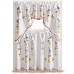 GOHD 3pcs Farmhouse Kitchen Cafe Curtain Set Air Brushed by Hand of Flowers and Butterfly Design on Thick Satin Fabric (Daisy Swing)